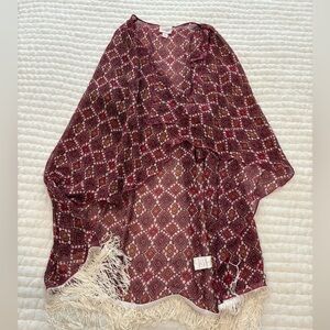 LuLaRoe Pink and Red Geometric Kimono